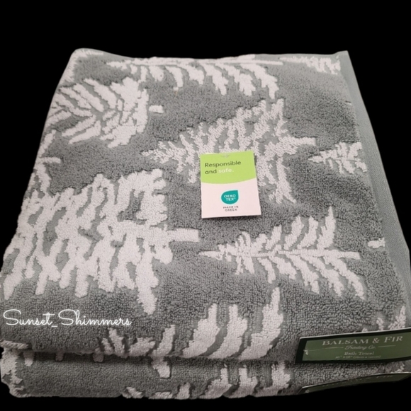 8pc Balsam & Fir Christmas Tree Farm Bath Hand Washcloth Towel Set Gray White - Picture 7 of 11